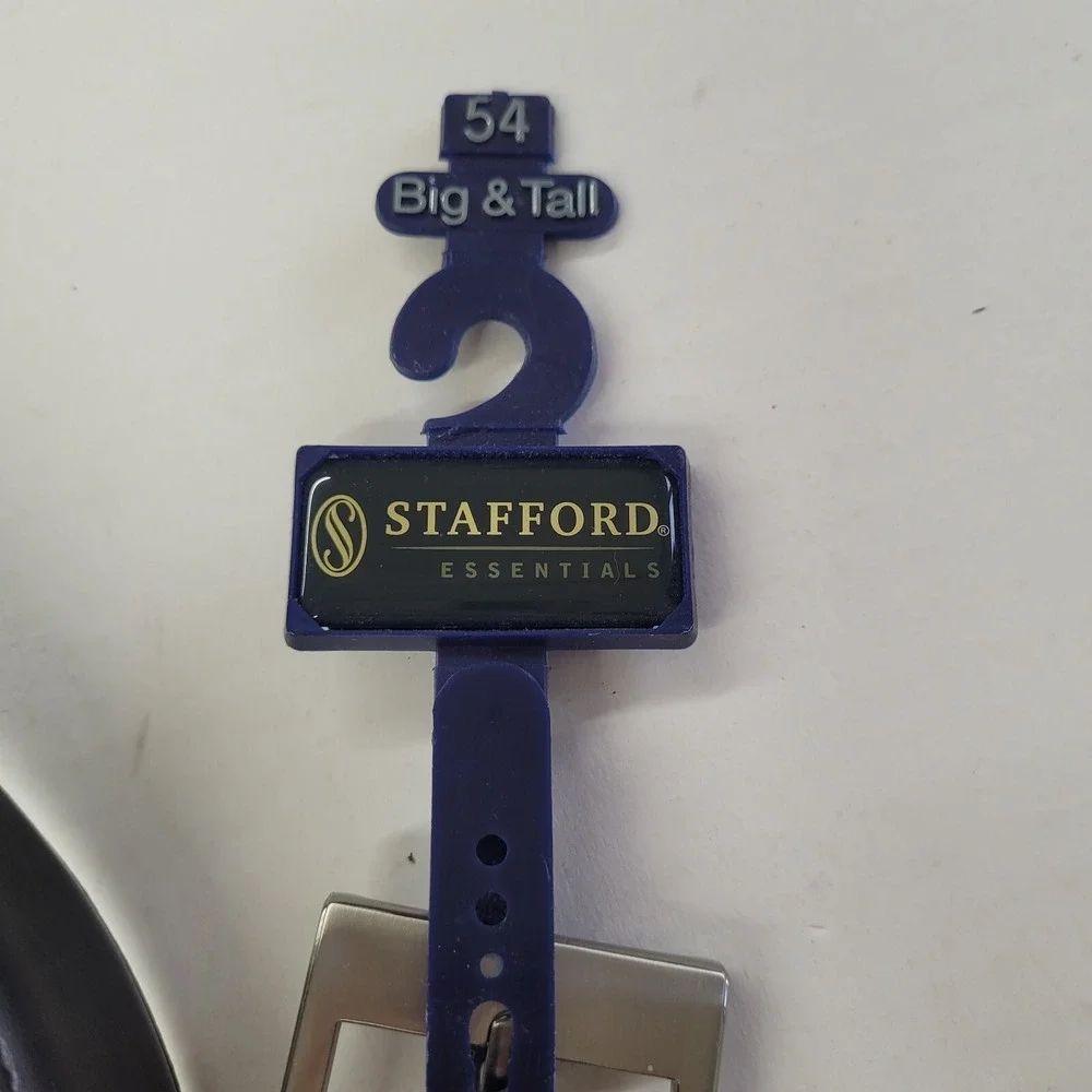Stafford Dress Belt Men 54 Black Genuine Leather Big & Tall Hand Made Ultra-Soft